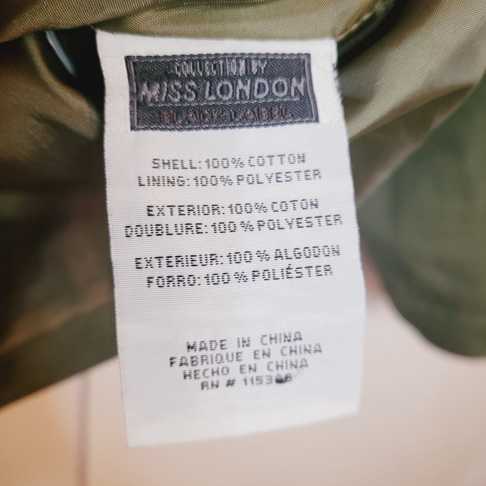Miss London army green cargo utility hooded jacket Size Med Gorpcore Fisherman - Picture 6 of 8
